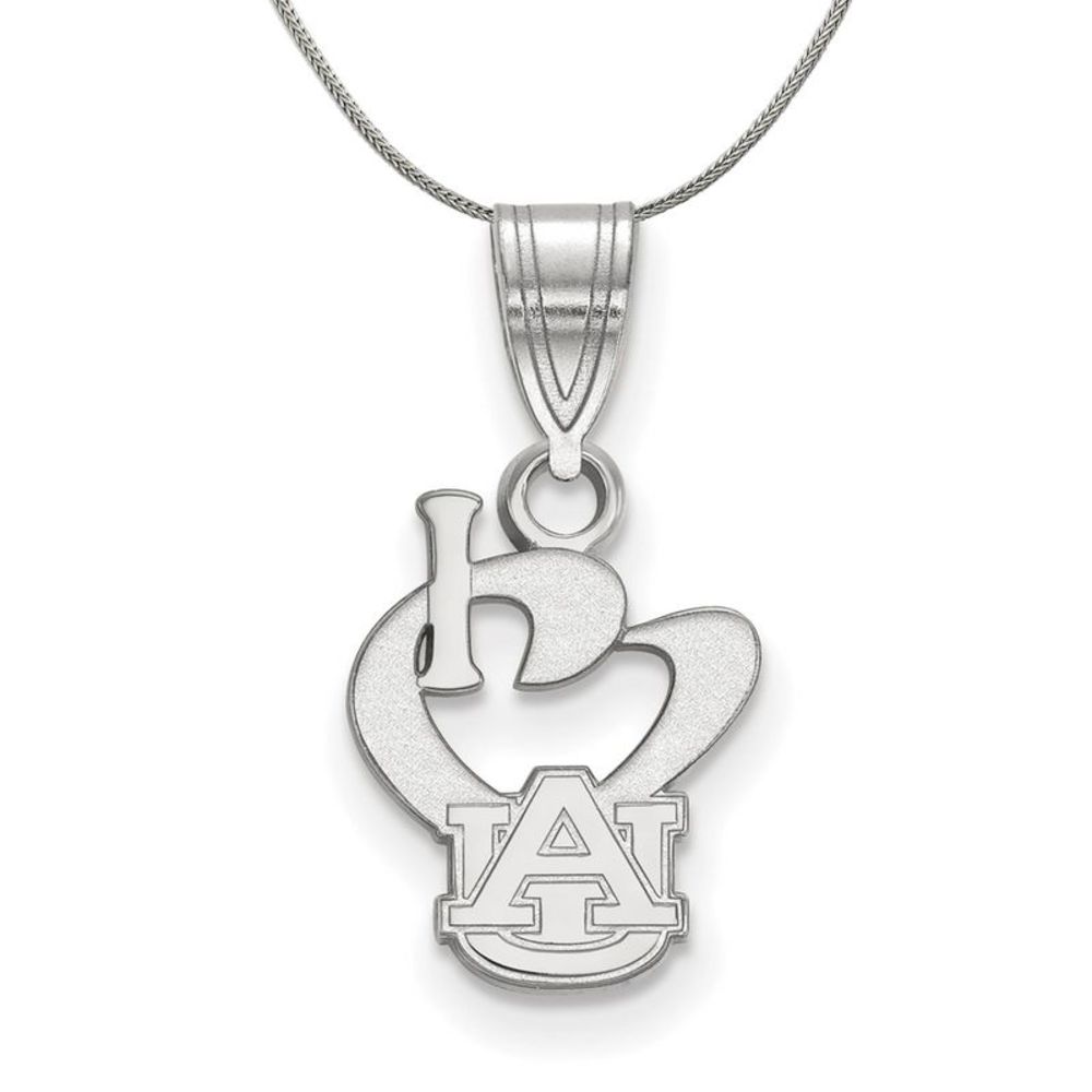 Sterling Silver Auburn U Small I Love Logo Necklace - 18 Inch